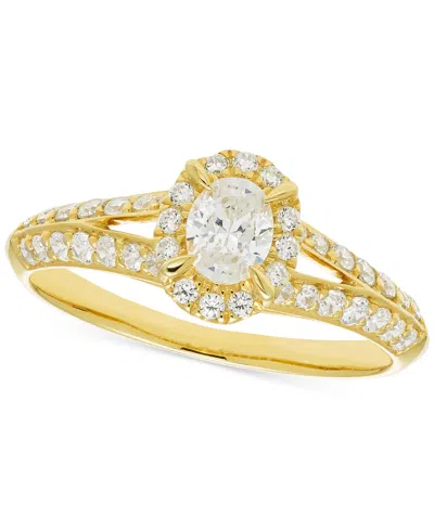 Macy's Diamond Oval Halo Split Shank Engagement Ring (3/4 Ct. T.w.) In 14k Gold