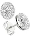 Macy's Diamond Oval Halo Stud Earrings (3/4 Ct. T.w.) In 14k White Gold In White Gold
