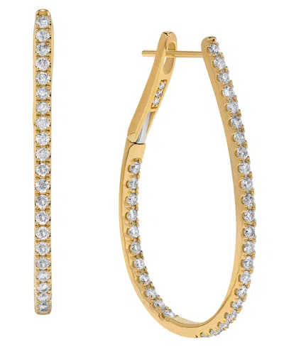 Macy's Diamond Oval Hoop Earrings (1 Ct. T.w.) In 14k White Gold