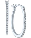 Macy's Diamond Oval Hoop Earrings (1/10 Ct. T.w.) In Sterling Silver In Silver