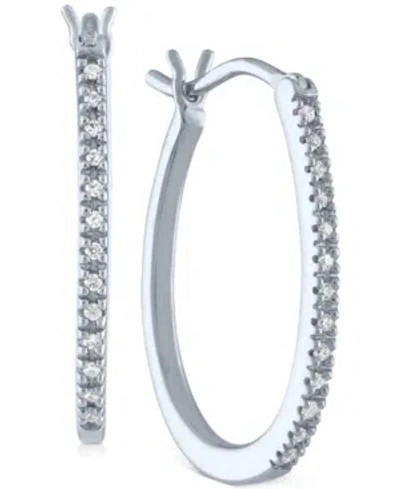 Macy's Diamond Oval Hoop Earrings (1/10 Ct. T.w.) In Sterling Silver