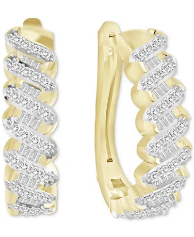 Macy's Diamond Oval Hoop Earrings (1/2 Ct. T.w.) In 14k Yellow Gold