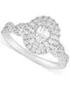 Macy's Diamond Oval Multi-halo Twist Engagement Ring (1 Ct. T.w.) In 14k White Gold In White Gold