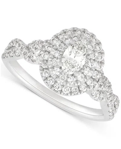 Macy's Diamond Oval Multi-halo Twist Engagement Ring (1 Ct. T.w.) In 14k White Gold