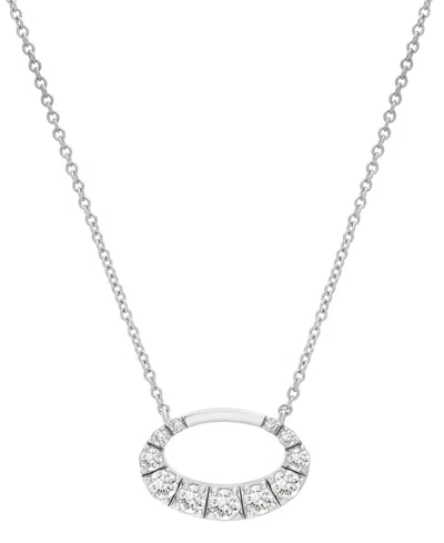 Macy's Diamond Oval Necklace (1/3 Ct.t.w.) In 10k White Gold In Metallic