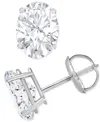 Macy's Diamond Oval Screw Back Stud Earrings (3 Ct. T.w.) In 14k White Gold In White Gold