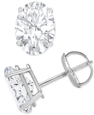 Macy's Diamond Oval Screw Back Stud Earrings (3 Ct. T.w.) In 14k White Gold