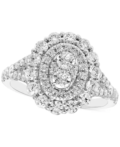 Macy's Diamond Oval Shaped Halo Cluster Engagement Ring (1-1/2 Ct. T.w.) In 14k White Gold