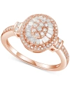 Macy's Diamond Oval Starburst Cluster Ring (1/2 Ct. T.w.) In 14k White, Yellow Or Rose Gold In Rose Gold