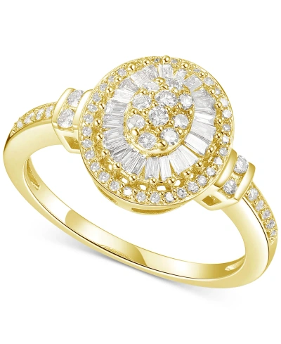 Macy's Diamond Oval Starburst Cluster Ring (1/2 Ct. T.w.) In 14k White, Yellow Or Rose Gold In Yellow Gold