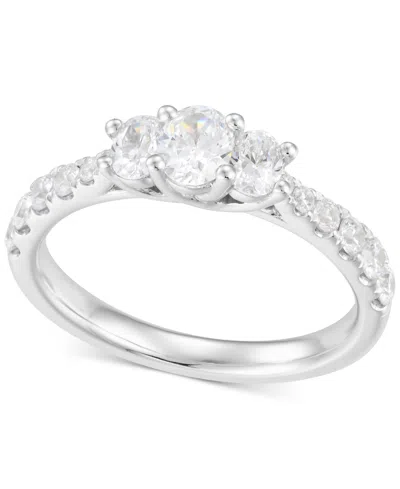 Macy's Diamond Oval Three Stone Engagement Ring (1 Ct. T.w.) In 14k White Gold