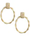Macy's Diamond Oval Twist Doorknocker Drop Earrings (1/5 Ct. T.w.) In 14k Gold-plated Sterling Silver In Gold-plated Sterling Silver