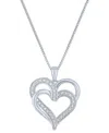 Macy's Diamond Overlap Heart 18" Pendant Necklace (1/10 Ct. T.w.) In Sterling Silver, 14k Gold-plated Sterl In Sterling Silver