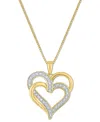 Macy's Diamond Overlap Heart 18" Pendant Necklace (1/10 Ct. T.w.) In Sterling Silver, 14k Gold-plated Sterl In Gold-plated Sterling Silver