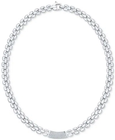 Macy's Diamond Pave Bare Panther Link 18" Collar Necklace (1/2 Ct. T.w.) In Sterling Silver