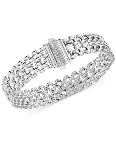 Macy's Diamond Pave Clasp Wide Link Bracelet (1/4 Ct. T.w.) In Sterling Silver