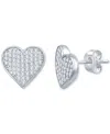 Macy's Diamond Pave Cluster Polished Heart Stud Earrings (1/2 Ct. T.w.) In Sterling Silver Or 10k Gold-plat In Sterling Silver