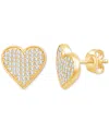 Macy's Diamond Pave Cluster Polished Heart Stud Earrings (1/2 Ct. T.w.) In Sterling Silver Or 10k Gold-plat In Gold-plated Sterling Silver