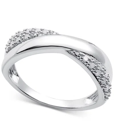 Macy's Diamond Pave Crossover Ring (1/6 Ct. T.w.) In Sterling Silver