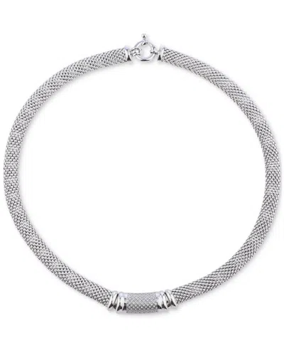 Macy's Diamond Pave Dew Drop Bar Mesh 18" Collar Necklace (3/4 Ct. T.w.) In Sterling Silver