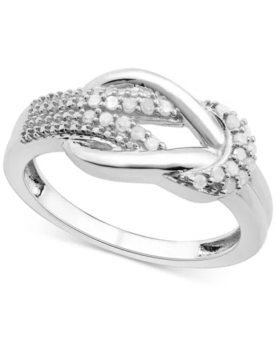 Macy's Diamond Pave Interlocking Knot Ring (1/6 Ct. T.w.) In Sterling Silver In No Color