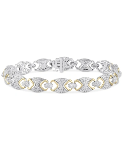 Macy's Diamond Pave Link Bracelet (3 Ct. T.w.) In 10k Two-tone Gold In Two Tone