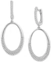 Macy's Diamond Pave Oval Drop Earrings (1/2 Ct. T.w.) In 14k White Gold In White Gold