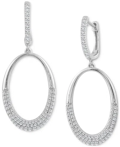 Macy's Diamond Pave Oval Drop Earrings (1/2 Ct. T.w.) In 14k White Gold