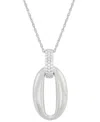 Macy's Diamond Pave Oval Pendant Necklace (1/10 Ct. T.w.) In Sterling Silver, 16" + 2" Extender In Sterling Silver