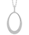 Macy's Diamond Pave Polished Oval Pendant Necklace (1/2 Ct. T.w.) In 14k White Gold In White Gold