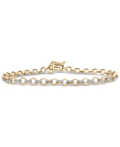 Macy's Diamond Pave Round Link Bracelet (1/4 Ct. T.w.) In 14k Gold-plated Sterling Silver, Exclusively At M