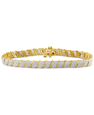Macy's Diamond Pave S Link Bracelet (3 Ct. T.w.) In 10k Gold In Yellow Gold