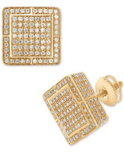 Macy's Diamond Pave Square Stud Earrings (1 Ct. T.w.) In 14k Yellow Gold