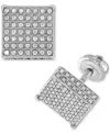 Macy's Diamond Pave Square Stud Earrings (1/2 Ct. T.w.) In 14k White Gold In White Gold