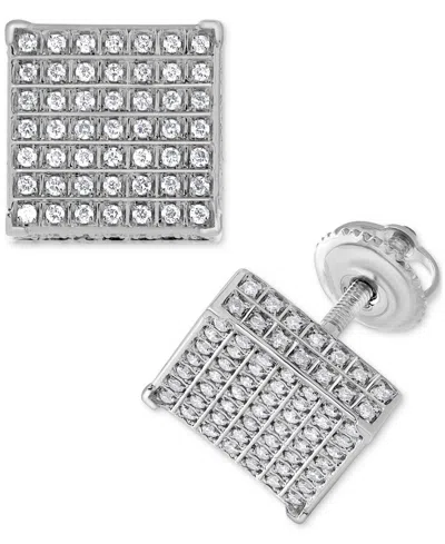 Macy's Diamond Pave Square Stud Earrings (1/2 Ct. T.w.) In 14k White Gold
