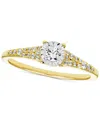 Macy's Diamond Pave Tapered Engagement Ring (1/4 Ct. T.w.) In 14k Gold In Yellow Gold
