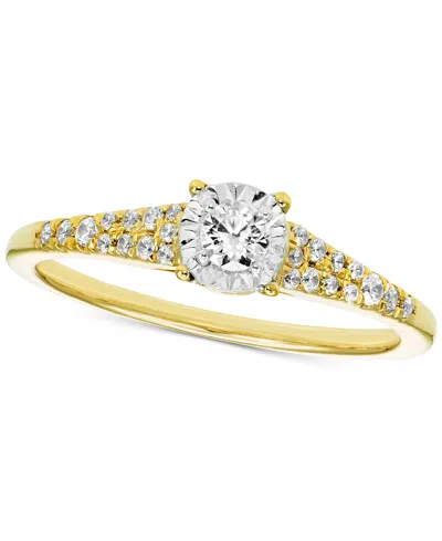 Macy's Diamond Pave Tapered Engagement Ring (1/4 Ct. T.w.) In 14k Gold In Yellow Gold
