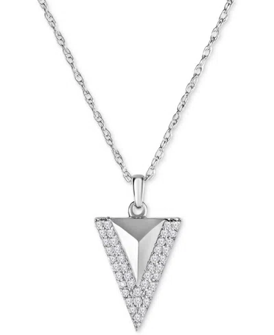 Macy's Diamond Pave Triangle 18" Pendant Necklace (1/4 Ct. T.w.) In Sterling Silver