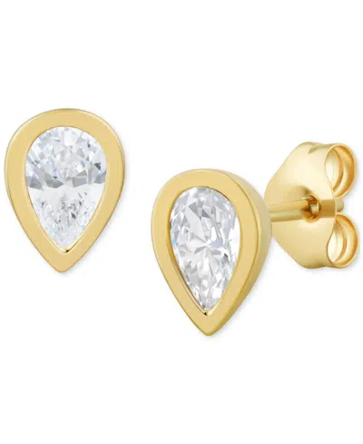 Macy's Diamond Pear Bezel Stud Earrings (1/2 Ct. T.w.) In 14k Gold In Yellow Gold