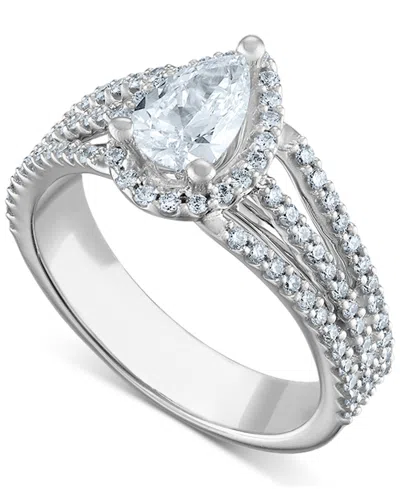 Macy's Diamond Pear-cut Halo Engagement Ring (1-1/4 Ct. T.w.) In 14k White Gold