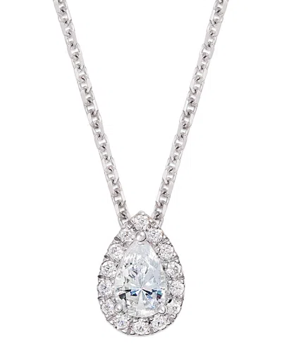 Macy's Diamond Pear Halo 18" Pendant Necklace (1/3 Ct. T.w.) In 14k Gold In White Gold