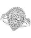 Macy's Diamond Pear Halo Cluster Ring (1 Ct. T.w.) In 10k White Gold