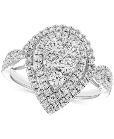 Macy's Diamond Pear Halo Cluster Ring (1 Ct. T.w.) In 10k White Gold
