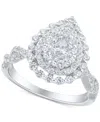 Macy's Diamond Pear Halo Engagement Ring (1 Ct. T.w.) In 14k White Gold In White Gold