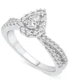 Macy's Diamond Pear Halo Engagement Ring (5/8 Ct. T.w.) In 14k White Gold In White Gold
