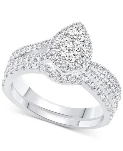 Macy's Diamond Pear Shaped Cluster Bridal Set (1 Ct. T.w) In 14k White Gold