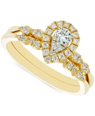 Macy's Diamond Pear Shaped Cluster Halo Bridal Set (1/2 Ct. T.w.) In 14k Gold In Yellow Gold