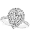 Macy's Diamond Pear-shaped Halo Cluster Engagement Ring (3/4 Ct. T.w.) In 14k White Gold In White Gold