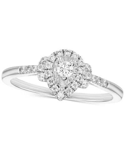 Macy's Diamond Pear-shaped Halo Engagement Ring (1/4 Ct. T.w.) In 14k White Gold