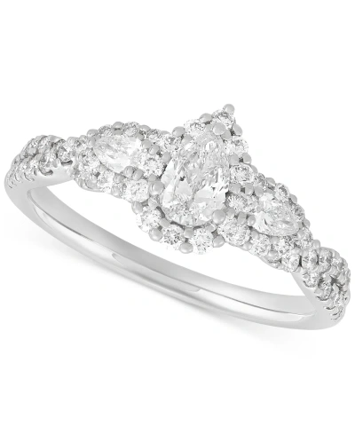 Macy's Diamond Pear Three Stone Engagement Ring (1 Ct. T.w.) In 14k White Gold